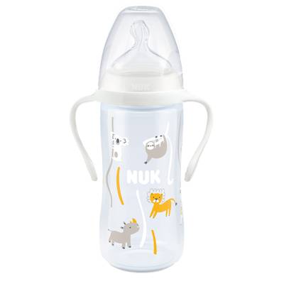 Nuk Biberon blanc à poignéee 6-18 mois, 300ml