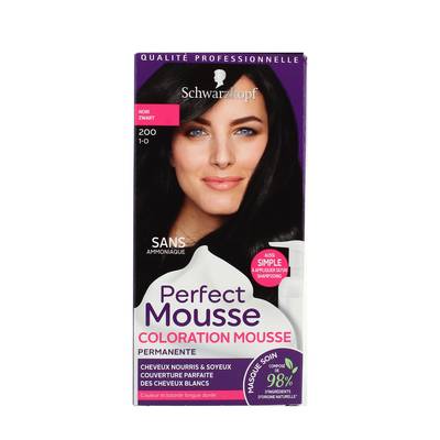 Perfect Mousse Coloration Mousse Permanente 200 Noir, 92,5ml