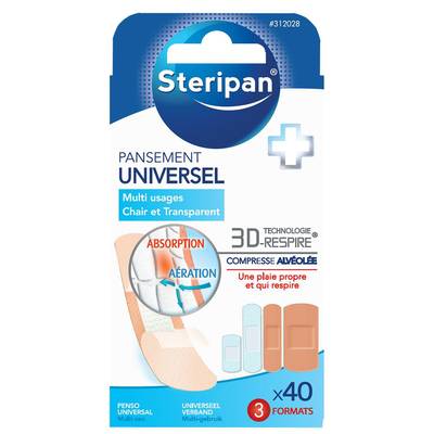 Steripan Pansement mix universel et transarent - 4 formats, 40 pansements