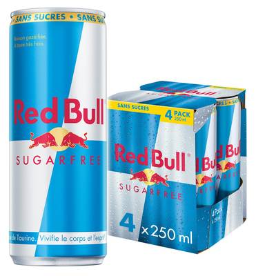 Red Bull Boisson énergisante sans sucres, 4x25cl