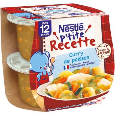Nestlé - P'tite Recette Curry de Poisson Bol Bébé Dès 12 mois, 2x200g