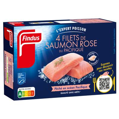Findus Filets de saumon rose sauvage MSC du Pacifique sans peau, 4x100g