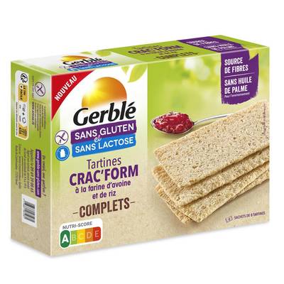 Gerblé Sans Gluten Sans Lactose Tartine Crac'form Sans Gluten, 210g