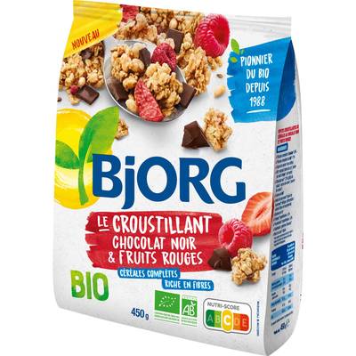 Bjorg Croustillant Chocolat Noir et Fruits Rouges Bio, 450g