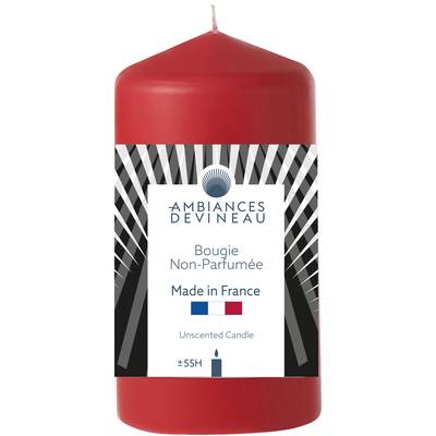 Ambiances Devineau Bougie cylindrique rouge, 55 h