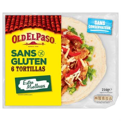 Old el Paso 6 galettes Tortillas sans Gluten au tapioca, au maïs et au quinoa, 216g