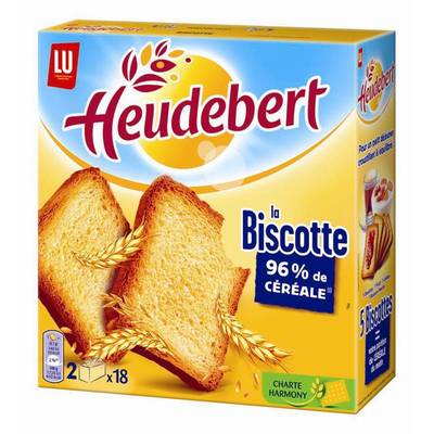 Heudebert Biscotte nature 96% céréales - 36 tranches, 290g
