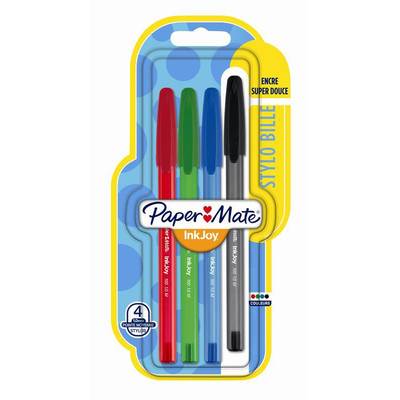 Papermate Stylos Bille Inkjoy 100CAP Couleurs assorties, 4  stylos
