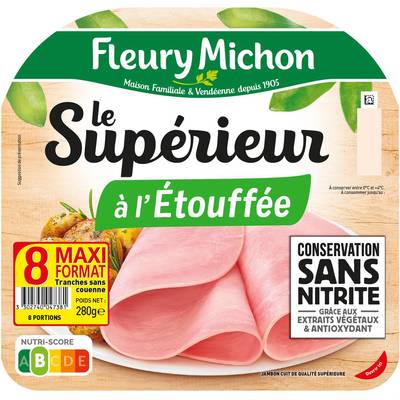 Fleury Michon Le Jambon Supérieur à l'Etouffé Conservation Sans Nitrite, 8 tranches - 280g