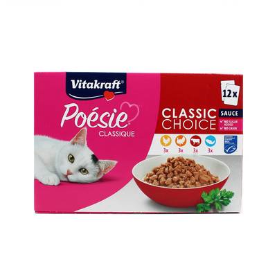 Vitakraft Poésie Sachets en Sauce Classique Viande et Poisson MSC pour chat, 12x85g