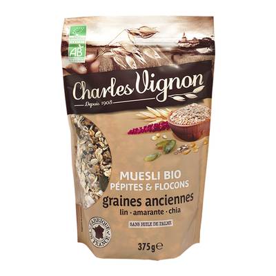 Charles Vignon Muesli Pépites et flocons - Graines anciennes Bio, 375g