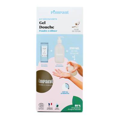 Pimpant Gel douche Fleur de Coton Kit Découverte, 1 recharge + 1 bouteille