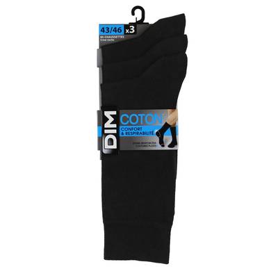 Dim Mi Chaussettes Coton Noires x3, Taille 39/42