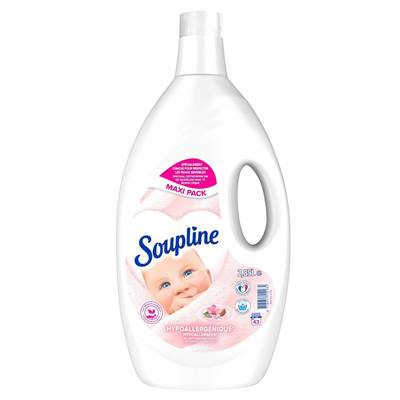 Soupline Adoucissant Concentré 3D Hypoallergénique Au Lait D'Amande Douce, 2,85L