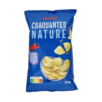 Auchan Chips ondulées nature, 150g