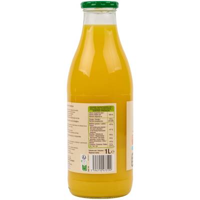 Auchan BIO Pur jus d'orange bio sans sucres ajoutés, 1L