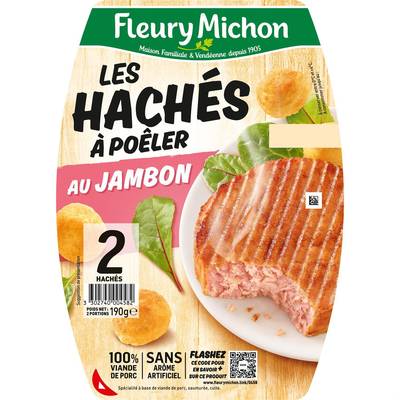 Fleury Michon Les Hachés à Pôeler au Jambon, 2 tranches - 190g