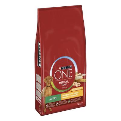 Purina - One Croquettes Poulet Riz Active pour chien moyen et grand adulte, 7kg