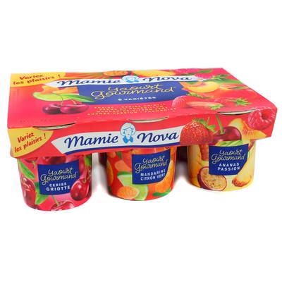 Mamie Nova Gourmand panaché aux fruits, 6X150g