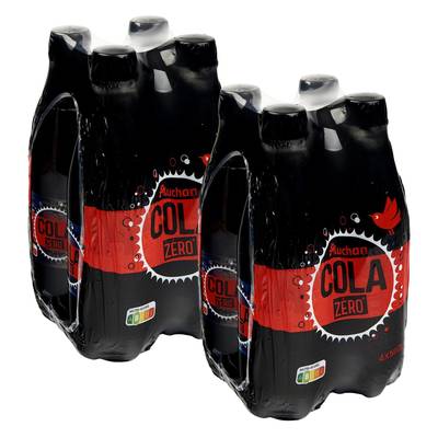 Auchan Soda cola zéro sucre, Lot de 2 packs de 4x50cl