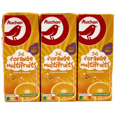 Auchan Jus d'orange multifruits, 6x20cl