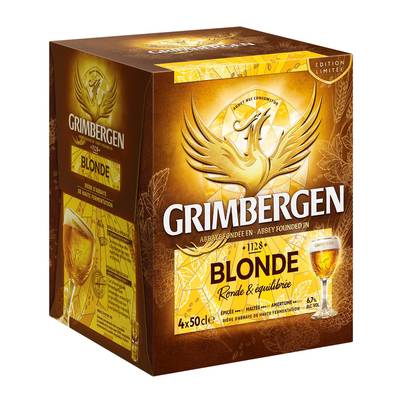 Grimbergen Bière Blonde d'Abbaye 6.7°, 4x50cl