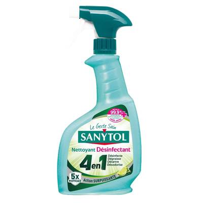 Sanytol Nettoyant désinfectant 4 actions parfum citron vert, 500ml