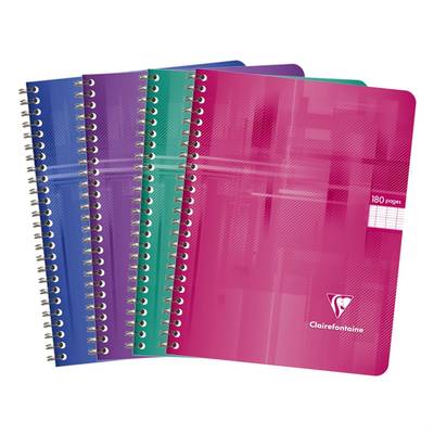 Clairefontaine Cahier à spirales 17 x 22 cm grands carreaux, 180  pages