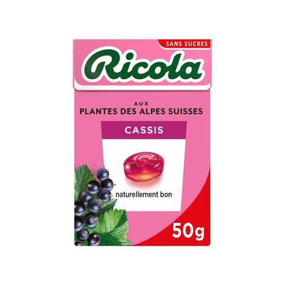 Ricola Bonbons cassis sans sucres, 50g
