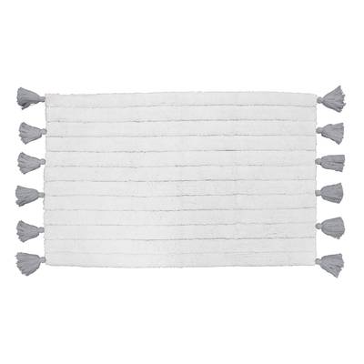 Douceur D Interieur Tapis bain + pompon coton blanc, 50 x 80 cm