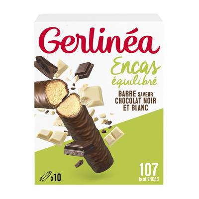 Gerlinéa 10 Barres en-cas saveur Chocolat noir et blanc, 10x31g