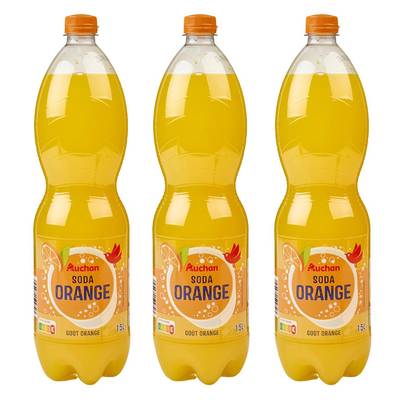 Auchan Soda goût orange, Lot de 3x1,5L