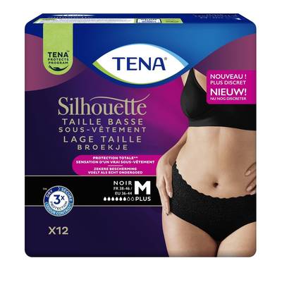Tena Sous vêtement incontinence silouette noir taille M, 12 culottes