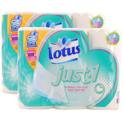 Lotus Papier toilette Just1 5 épaisseurs, Lot de 2x6  rouleaux