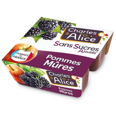 Charles et Alice Pomme mûre sans sucres ajoutés, 4x100g