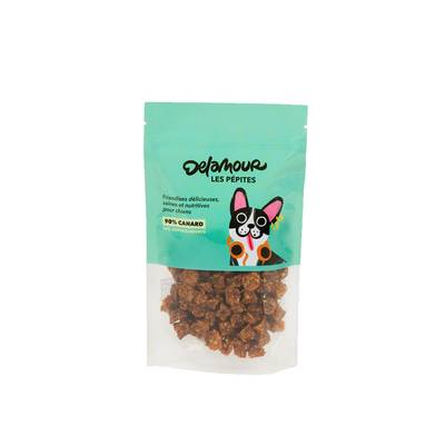 Delamour Sachet Pépite Bouchée au Canard et Abricot- Friandise récompense pour chien, 150g