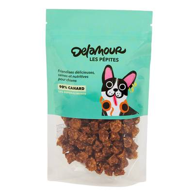 Delamour Sachet Pépite au Canard et Abricot- Friandise récompense pour chien, 150g