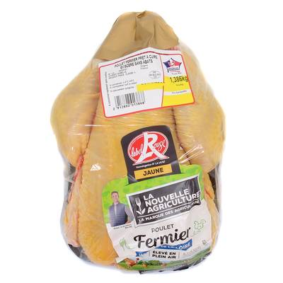 La Nouvelle Agriculture Poulet Fermier Jaune Pret à Cuire, Label Rouge, environ 1,4kg