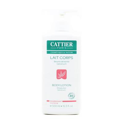 Cattier Lait corporel karité & géranium Cosmébio, 500ml