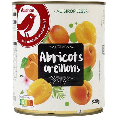Auchan Abricots en oreillons au sirop léger, 475g