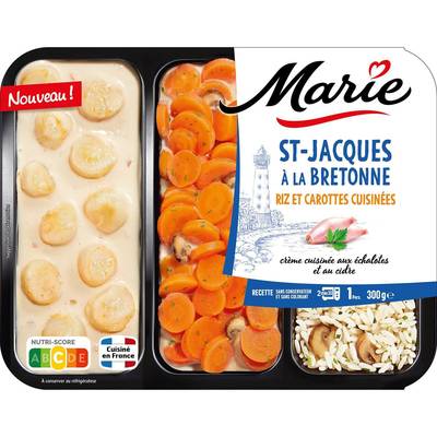 Marie Saint Jacques à la Bretonne, Riz et Carottes Cuisinées, 300g