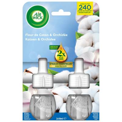 Air Wick Désodorisant Recharge Électrique Fleur de Coton et Orchidée, 2 x 19ml