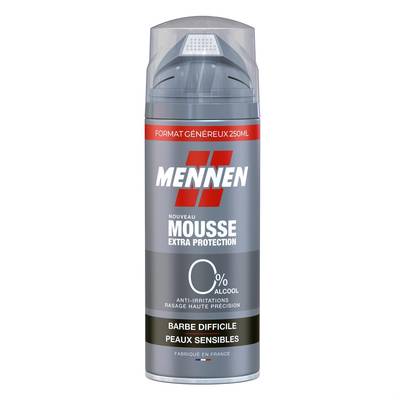 Mennen Mousse à raser barbe difficile et peaux sensibles 0%, 250ml