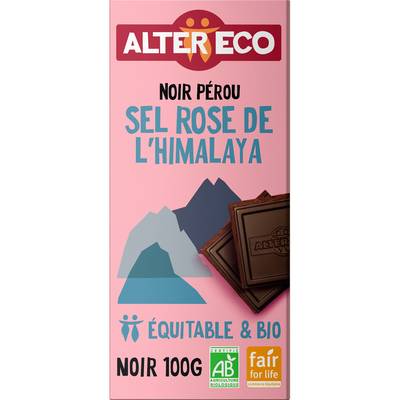 Alter Eco - Commerce Equitable Chocolat noir bio au sel rose de l'Himalaya, 100g