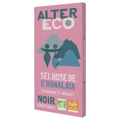 Alter Eco - Commerce Equitable Chocolat noir bio au sel rose de l'Himalaya, 100g