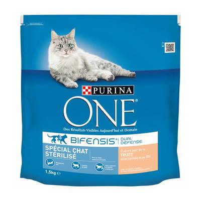 Purina - One Croquettes Truite pour chat Adulte Stérilisé, 1,5kg