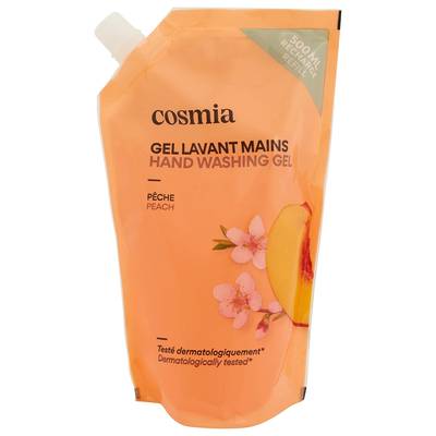 COSMIA Gel lavant mains pêches recharge, 500ml