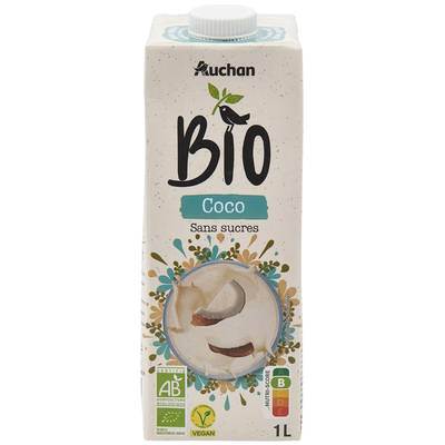 Auchan BIO Coco sans sucres Bio Boisson végétale, 1L