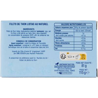 3596710356485 - Auchan - Filets de thon au naturel