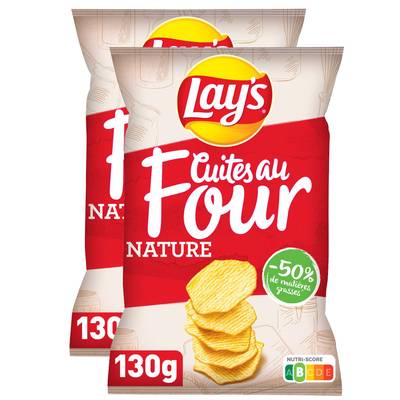 Lays Chips cuites au four Nature, 2x130g
